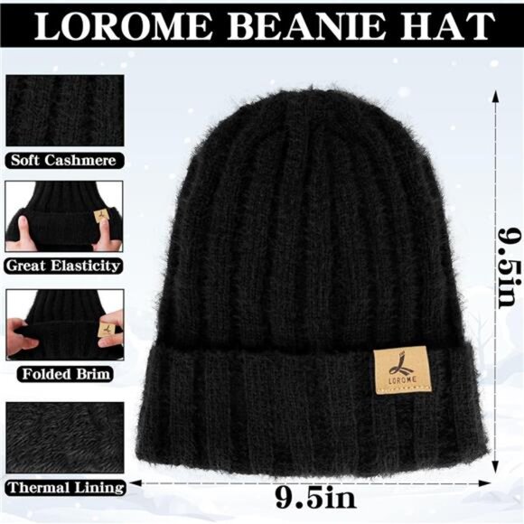 Winter Beanie Hat Scarf Gloves Black - Picture 4 of 7